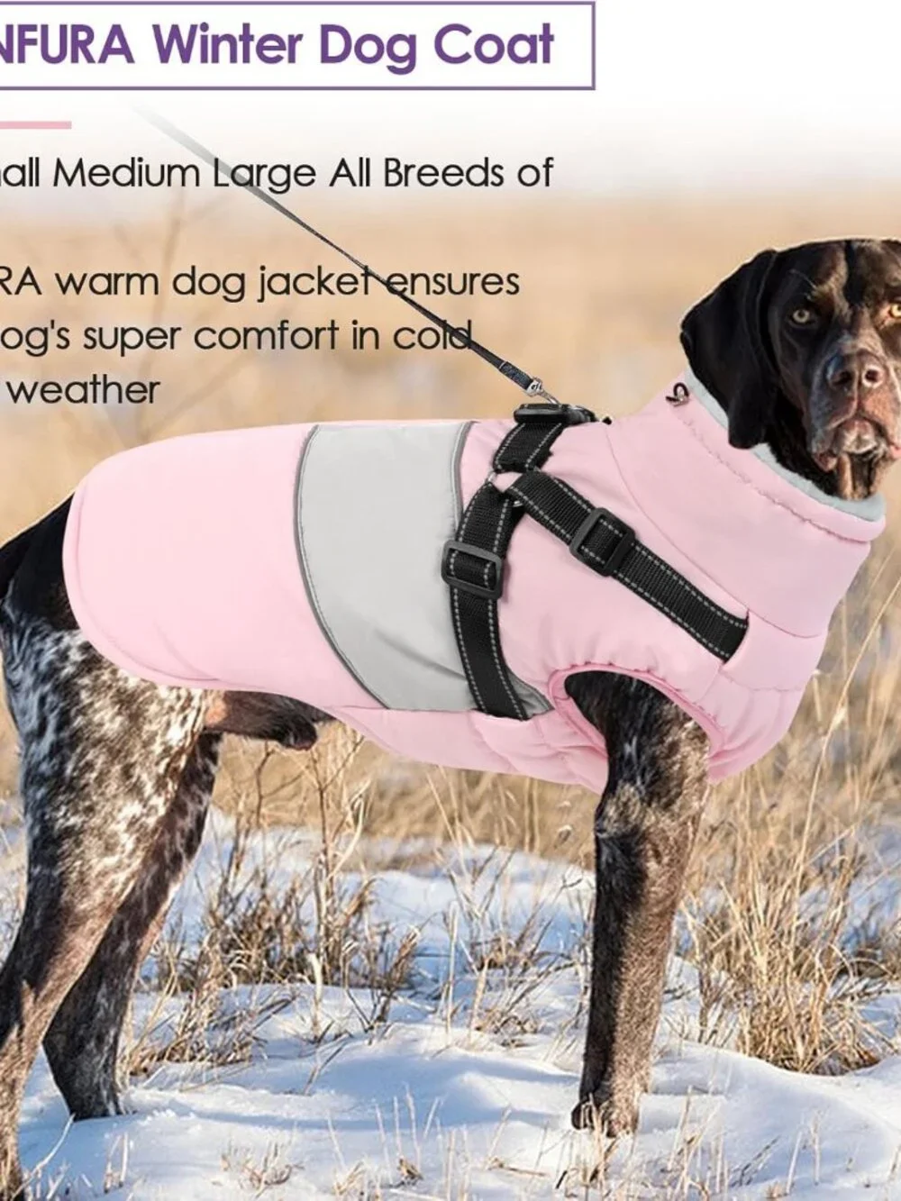 Dog Coat, XXXL Dog Jacket Winter with Harness Built in,